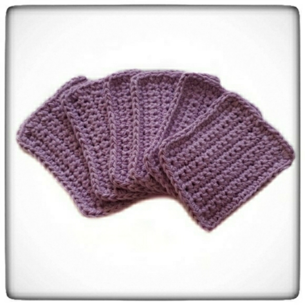 Reusable Eco Friendly Cotton Handmade Sponges-Set of 6-Light Purple